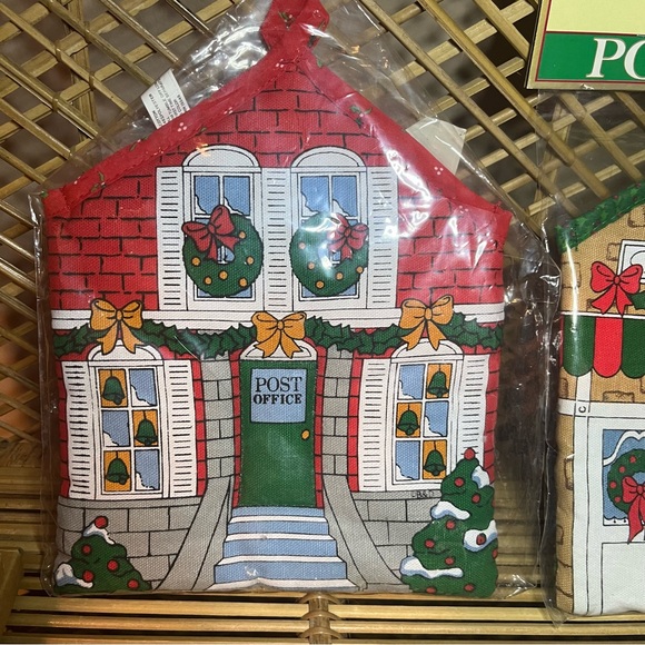 Vintage Christmas Scented Potholder Pot Holders Pine Pet Shop and Post Office - Picture 3 of 5